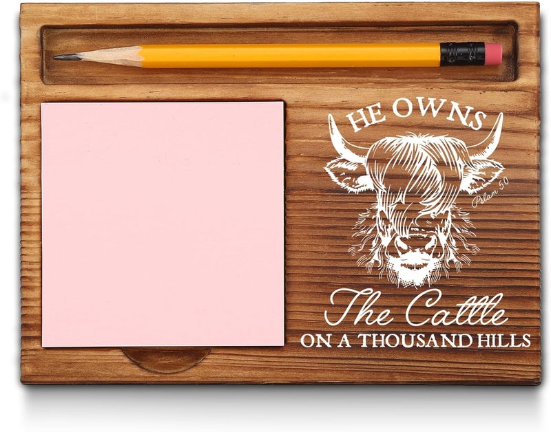 akeke Highland Cows Sticky Notes Holder, Highland Cows Gifts for Women, Cattle Office Decor Gifts for Coworkers, Women, Colleagues, Boss, He Owns The Cattle Self-Stick Note Pad Holders GAA68 - Image 1